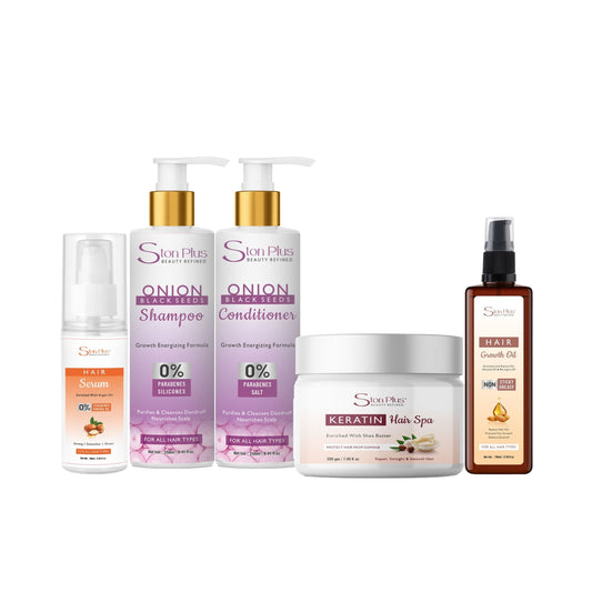 Ston Plus Janmashtami & Ganesh Chaturthi Special Hair Care Combo – Onion Shampoo + Conditioner + Hair Serum + Hair Spa (FREE Hair Oil)
