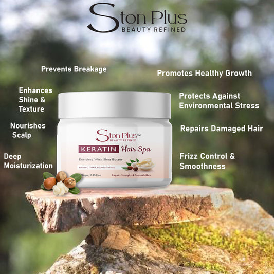 Ston Plus Keratin Hair Spa – Deep Repair & Smoothening with Shea Butter (200g)