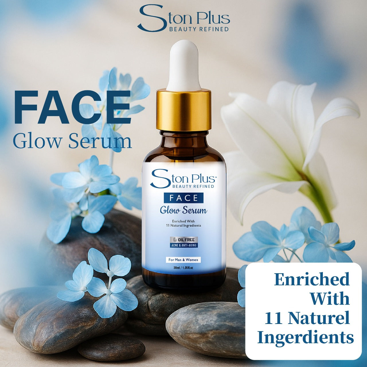 Ston Plus Face Glow Serum – Oil-Free Acne & Anti-Aging Formula (30ml)