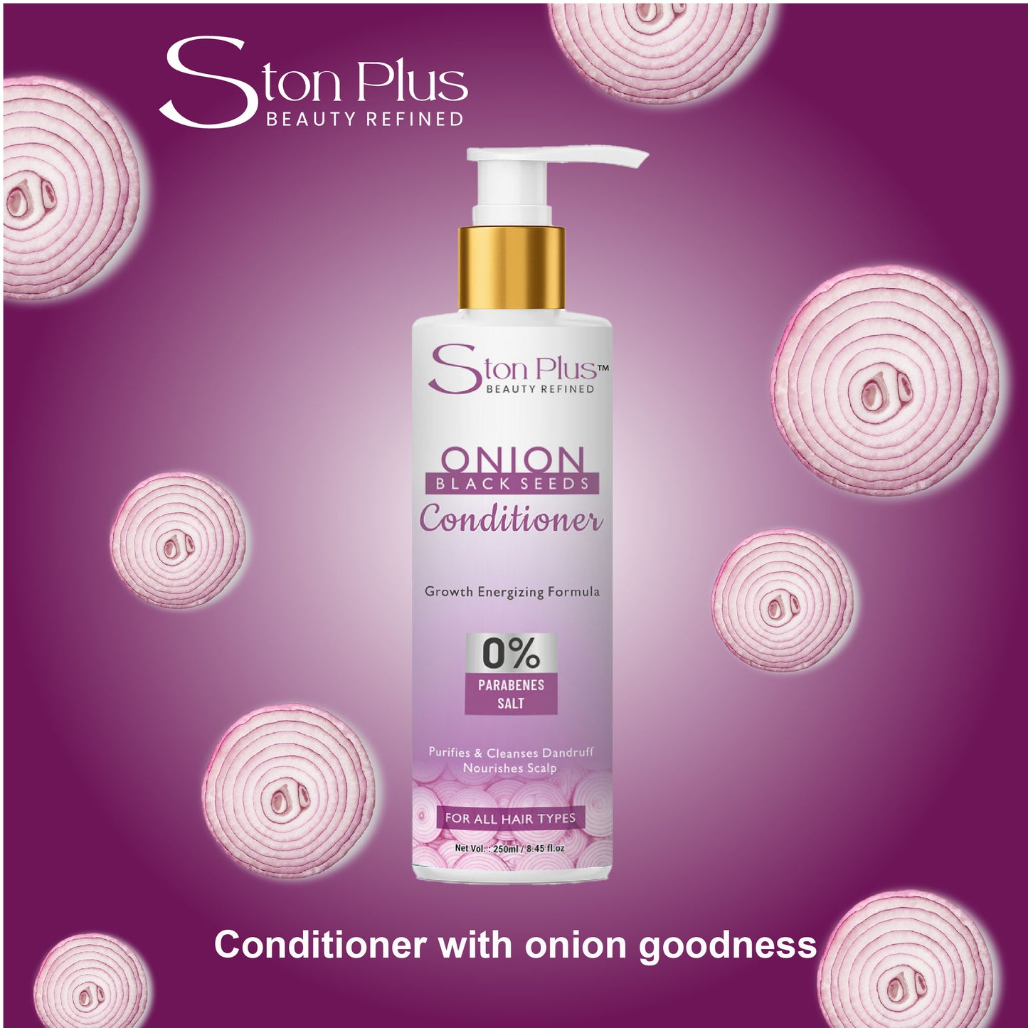 Ston Plus Onion Black Seeds Conditioner – Hair Growth & Nourishment (250ml)