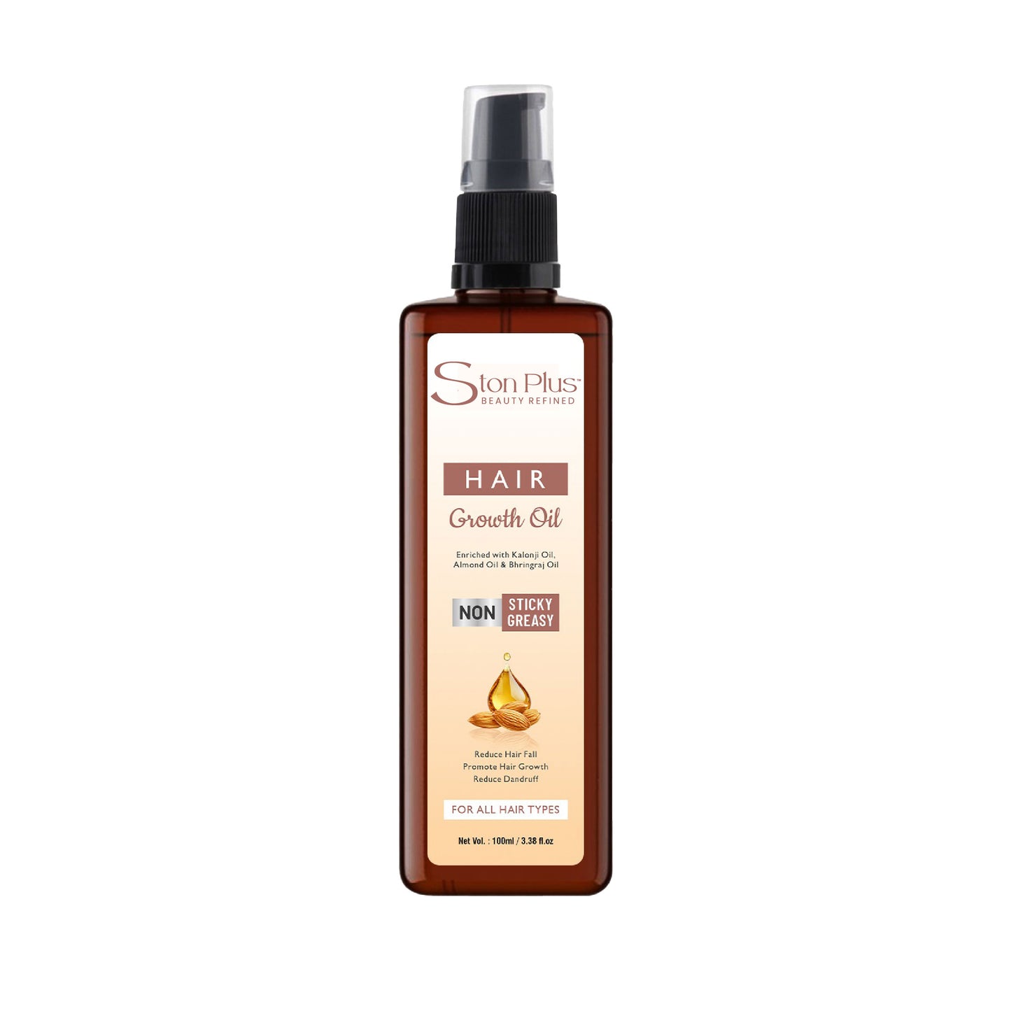 Ston Plus Hair Growth Oil – Non-Sticky, Enriched with Bhringraj & Almond Oil (100ml)