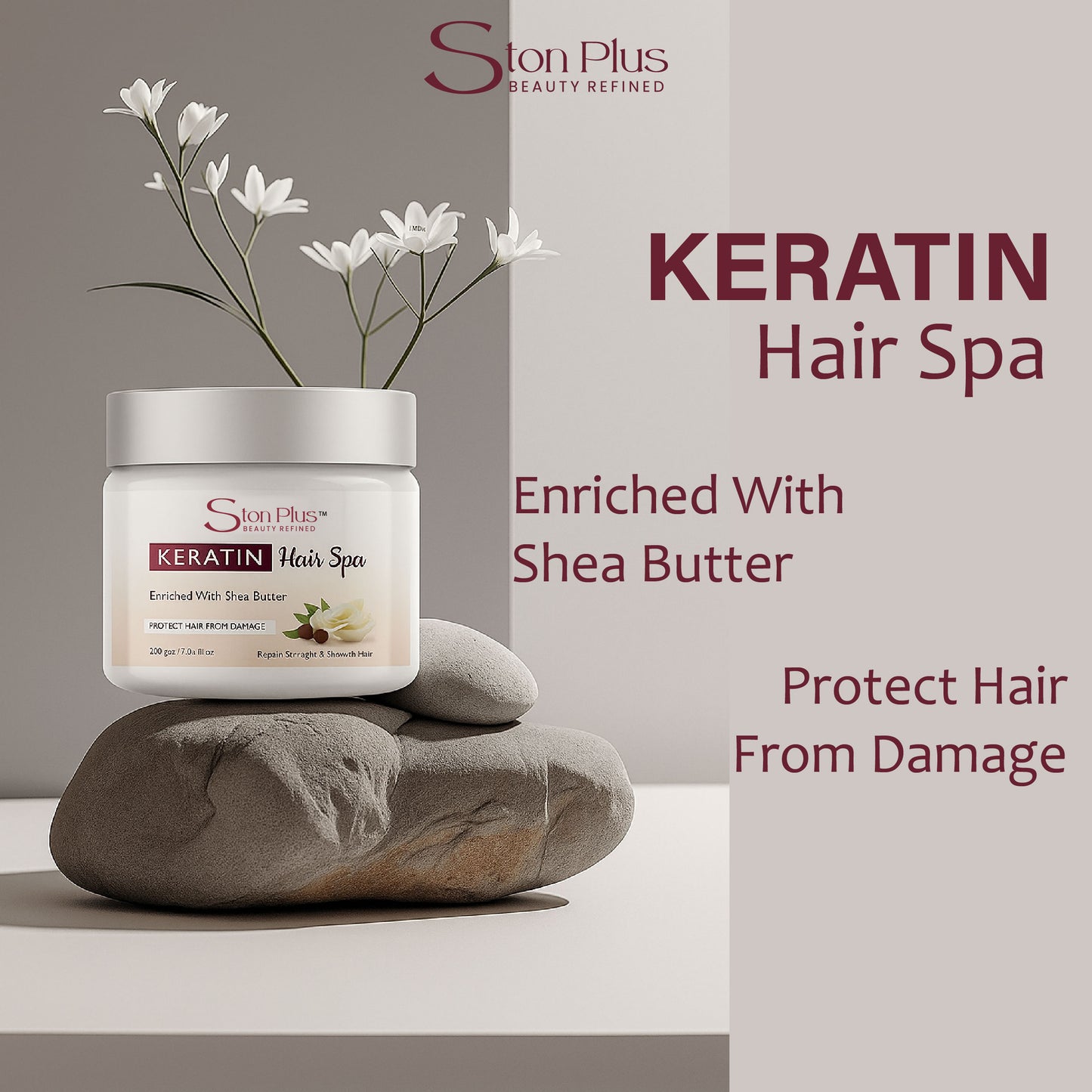Ston Plus Keratin Hair Spa – Deep Repair & Smoothening with Shea Butter (200g)