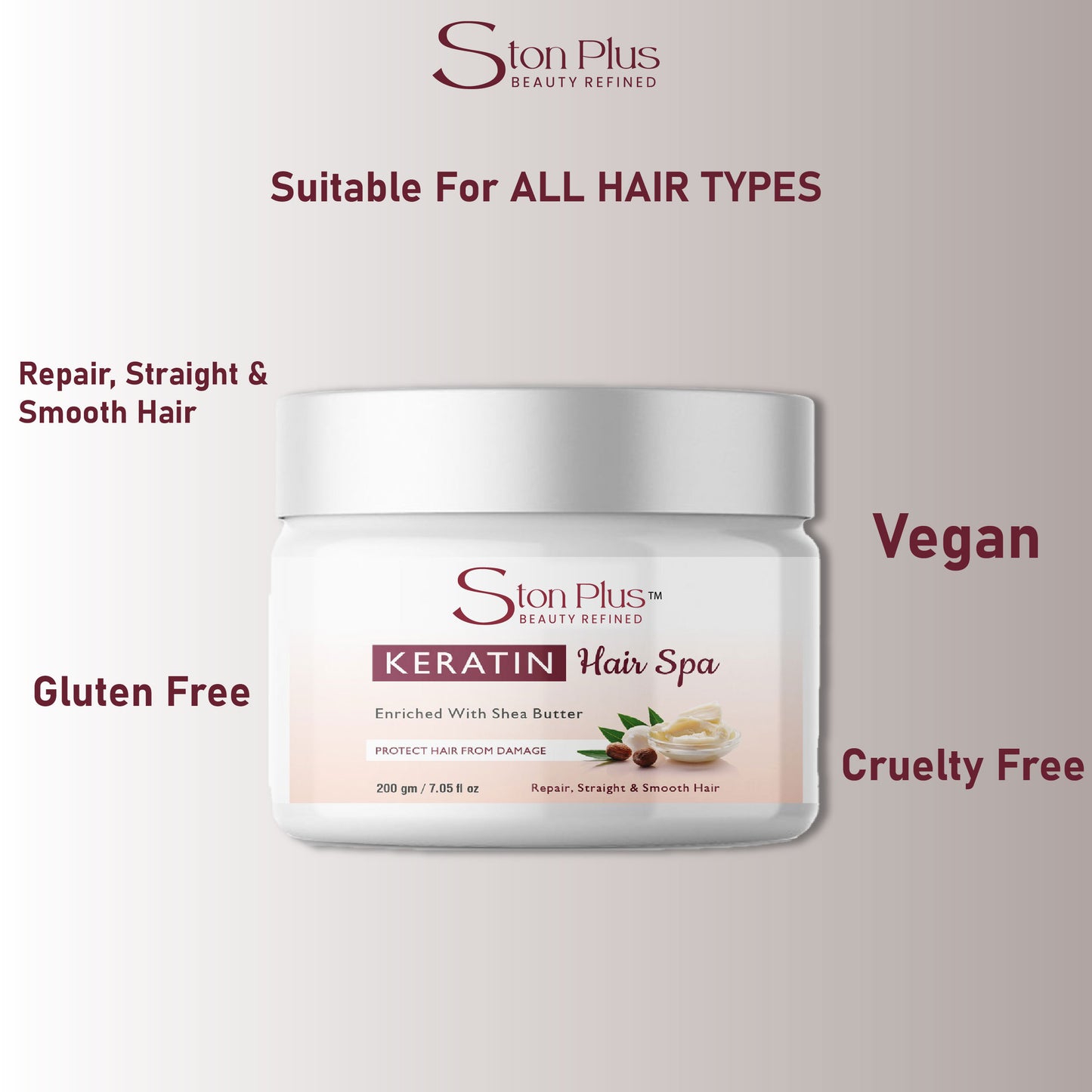 Ston Plus Keratin Hair Spa – Deep Repair & Smoothening with Shea Butter (200g)