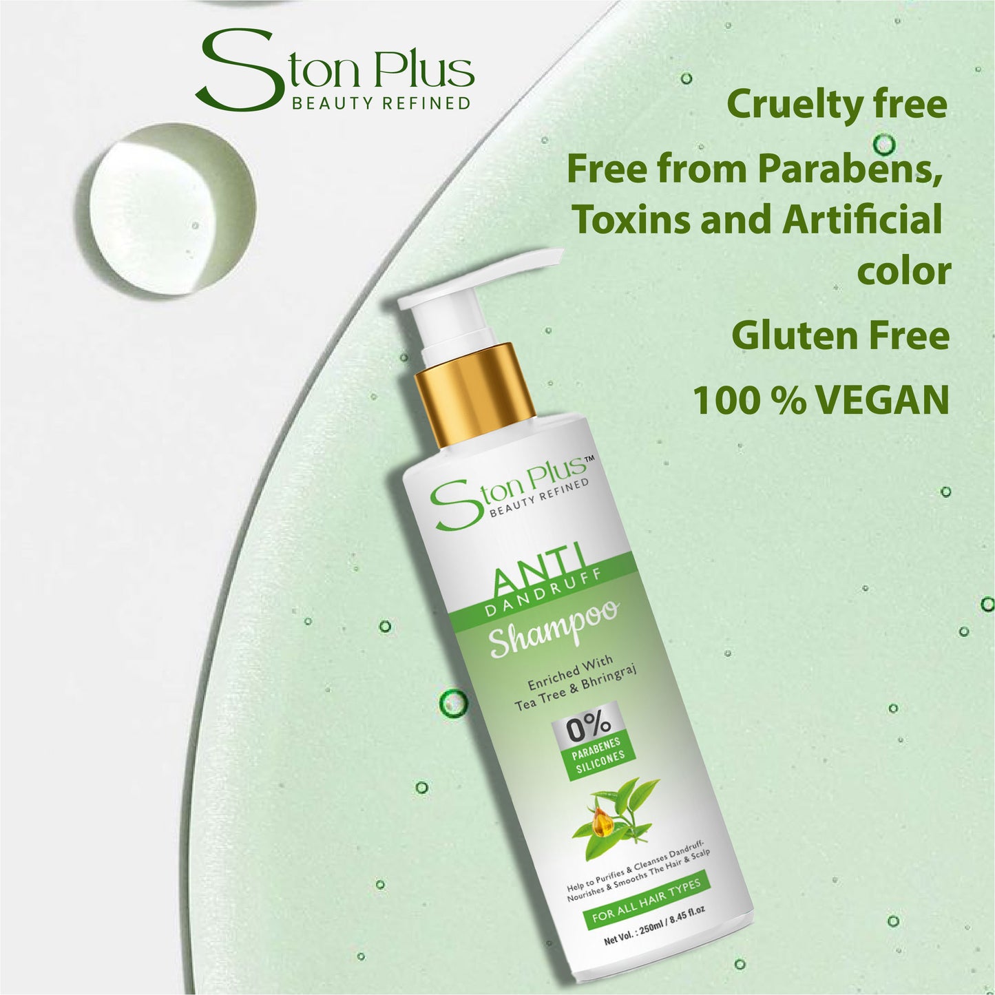 Ston Plus Anti Dandruff Shampoo – Enriched with Tea Tree & Bhringraj (250ml)
