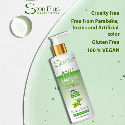 Ston Plus Anti Dandruff Shampoo – Enriched with Tea Tree & Bhringraj (250ml)
