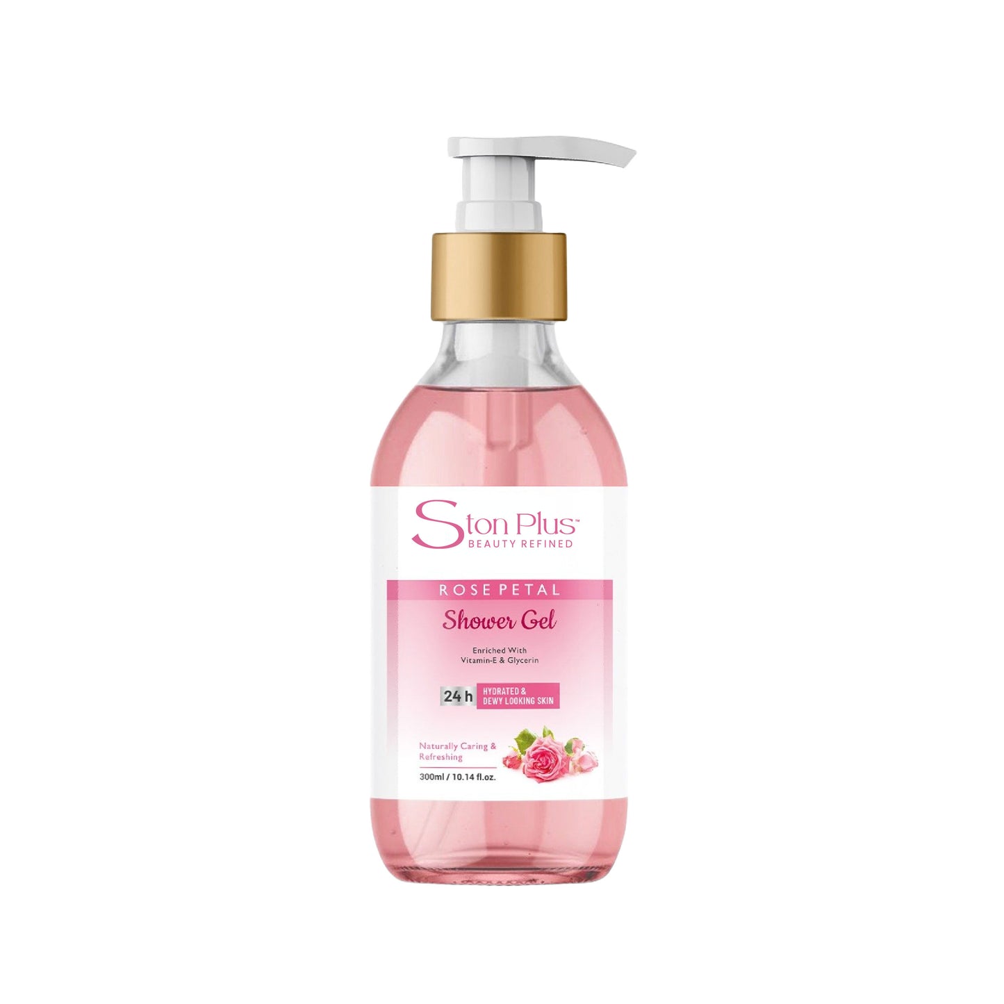 Ston Plus Rose Petal Shower Gel – Hydrating & Refreshing Body Wash (300ml)